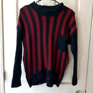 Love by Chelsey Red and Black Striped Knit Sweater Size M